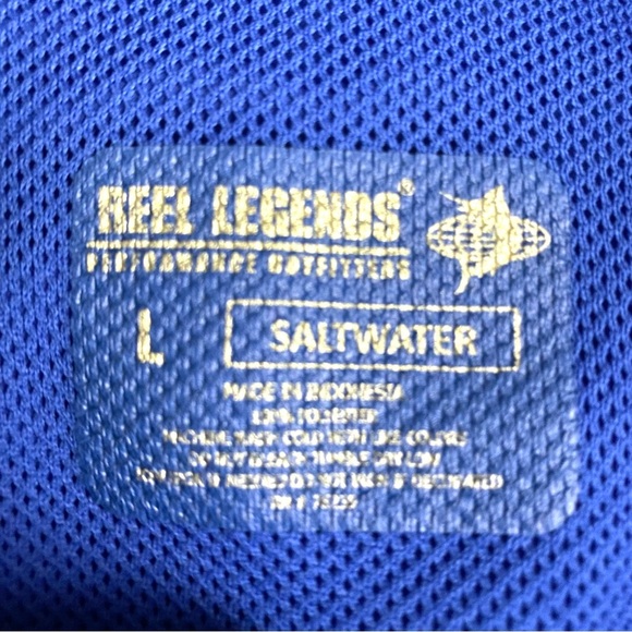 Reel Legends Performance Shadester Fishing Shirt Men Large Blue Vented Button - Picture 3 of 9